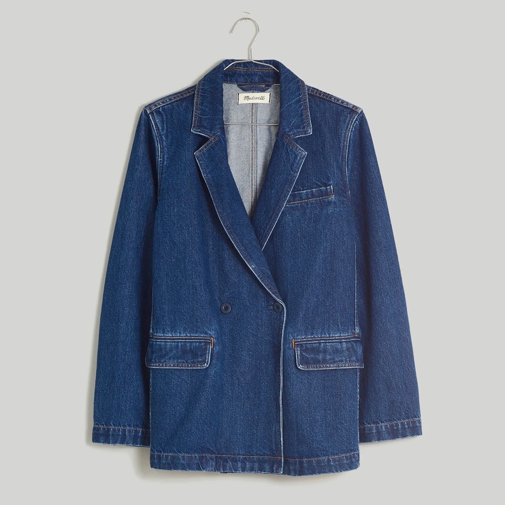 NWT Madewell Blue Denim Blazer in Desrdorff wash size small